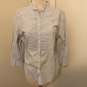JCrew cotton blue striped button down blouse L